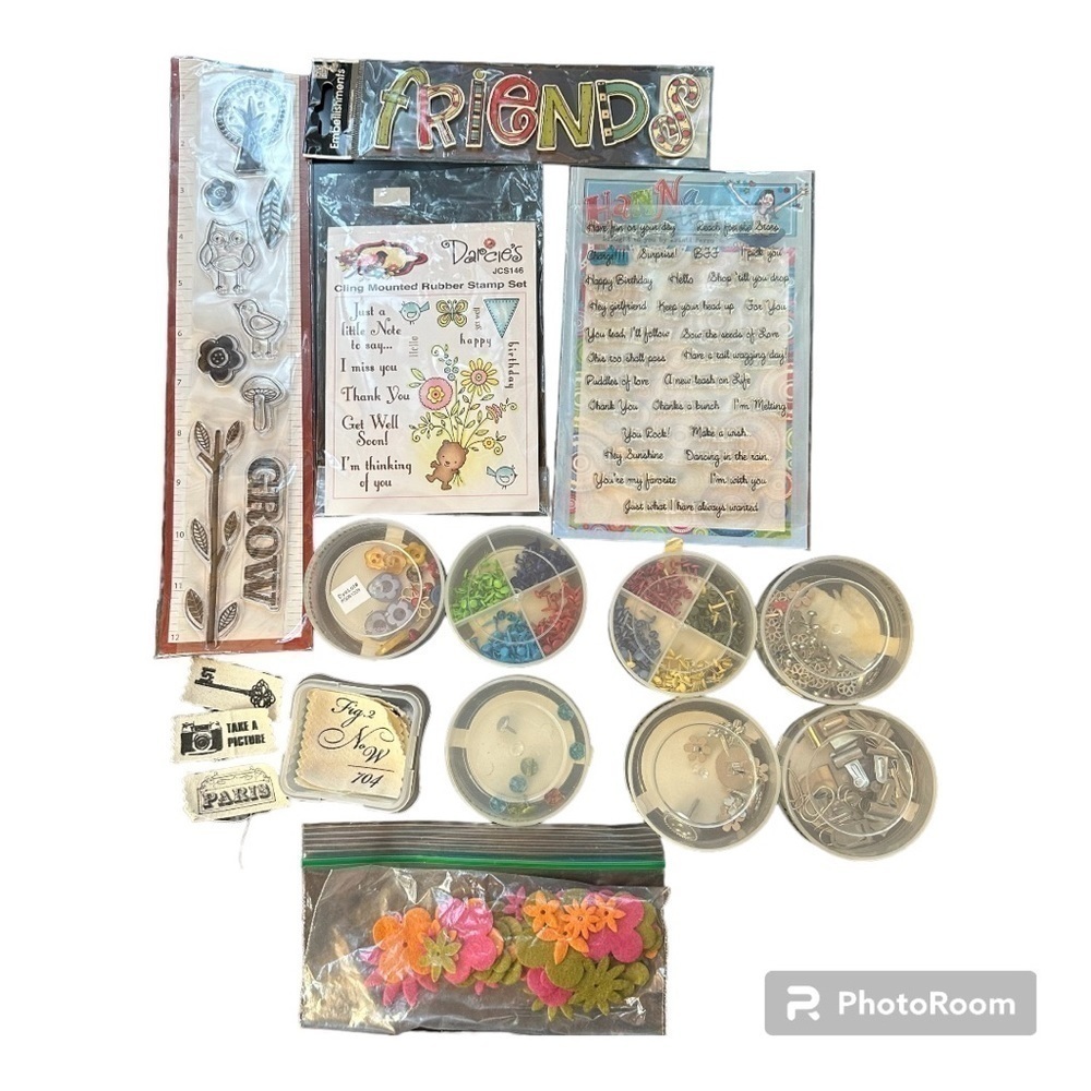 Bundle Craft Supplies Rubber Stamps Sizzix small die various embellishments